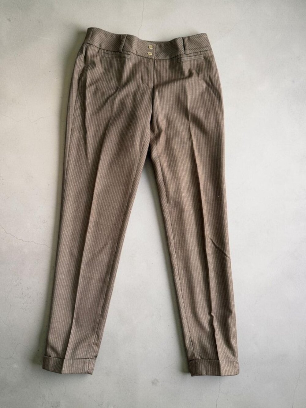 White House Black Market Brown Tan Pinstriped Ankle Pants Size 00